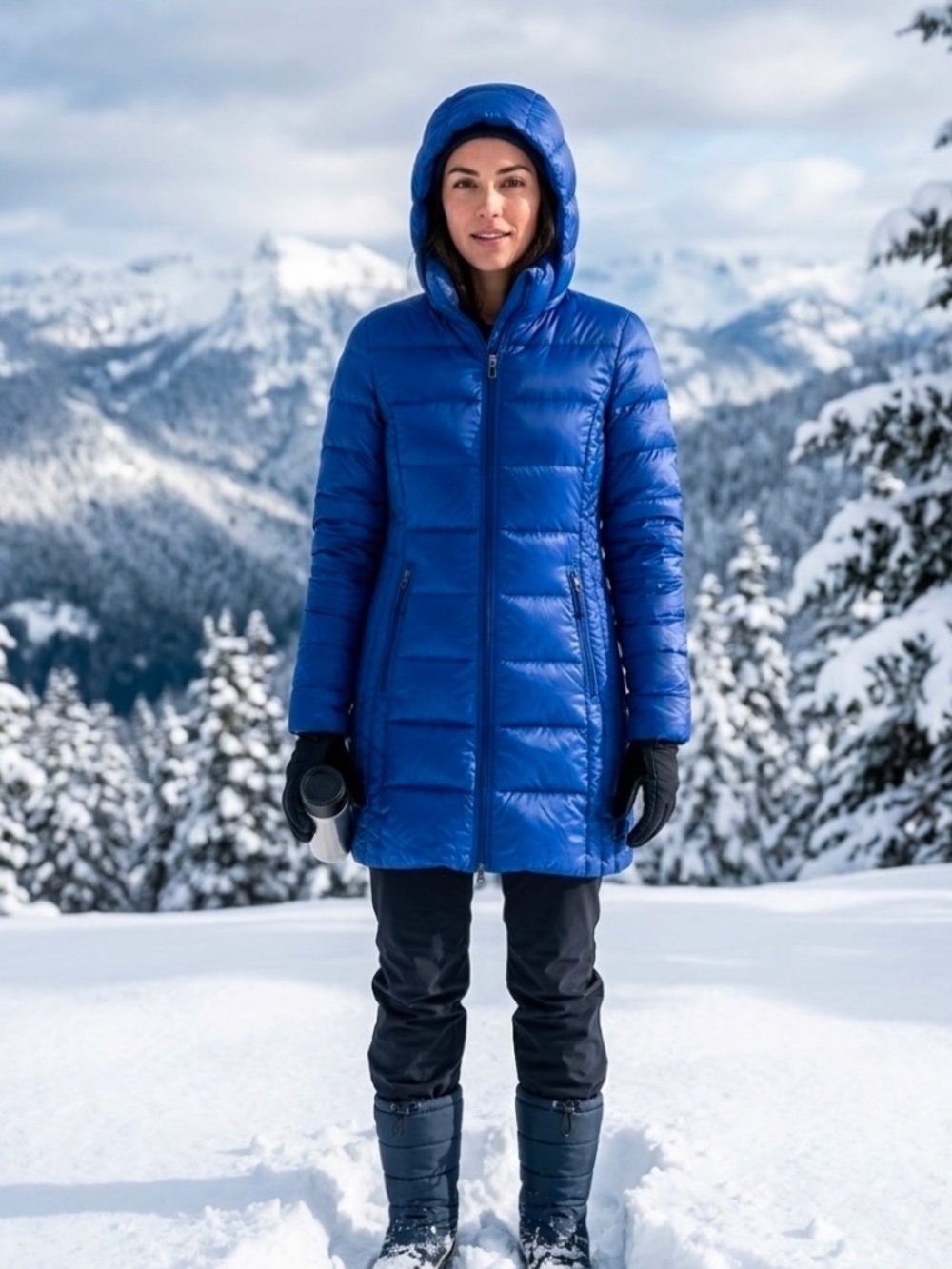 32 Degrees Women's Hooded Long Puffer Coat - Blue